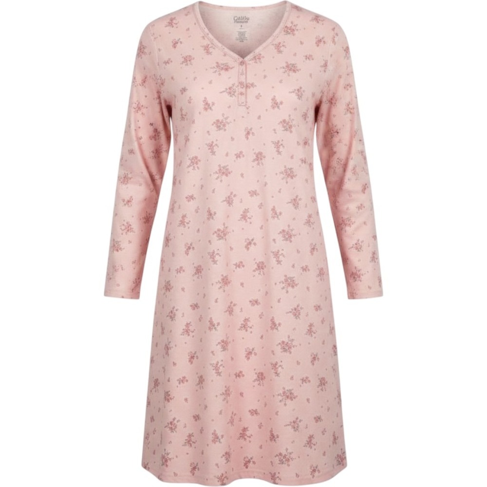 Croft & Barrow Pink Floral midi long  Sleeve Nightgown  Soft 1X NEW Cottagecore